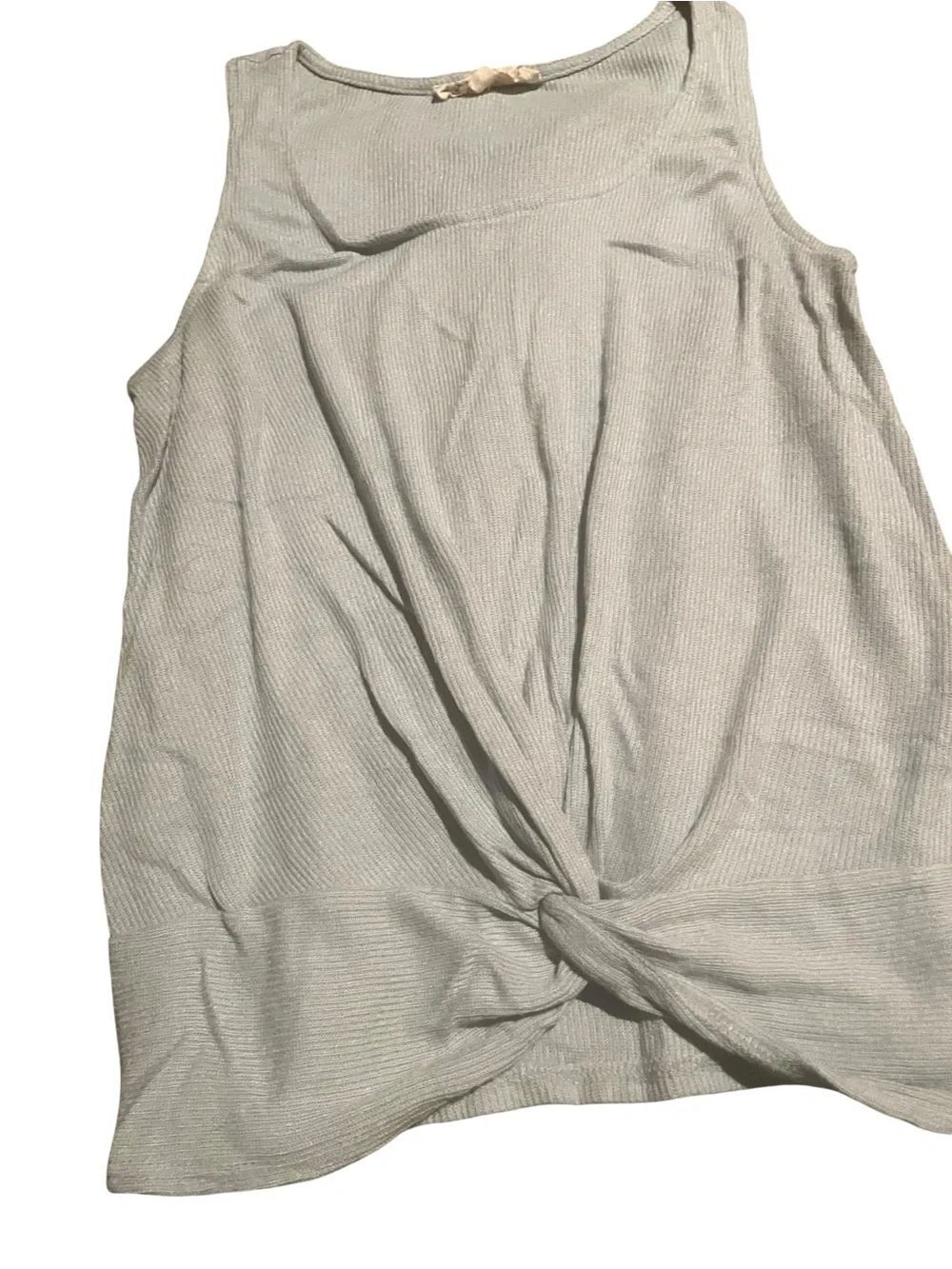 Pink Republic size small Sleeveless Twist-Front Ribbed Tank Top - Light blue